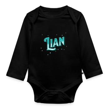 Noms Lian personnalisés - Body Bébé bio manches longues - noir - Devant