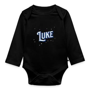 Luke name personalized - Organic Longsleeve Baby Bodysuit - black - Front