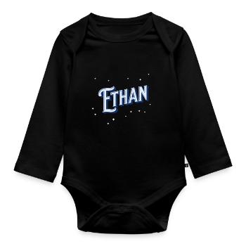 Ethan Namen personalisiert - Baby Bio-Langarm-Body - Schwarz - Vorne