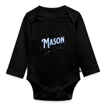 Mason Namen personalisiert - Baby Bio-Langarm-Body - Schwarz - Vorne