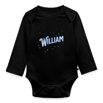 William Namen personalisiert - Baby Bio-Langarm-Body - Schwarz - Vorne