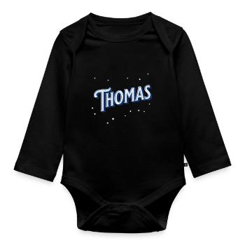 Thomas Namen personalisiert - Baby Bio-Langarm-Body - Schwarz - Vorne