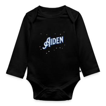 Aiden names personalized - Organic Longsleeve Baby Bodysuit - black - Front