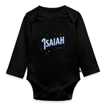 Noms d’Isaïe personnalisés - Body Bébé bio manches longues - noir - Devant
