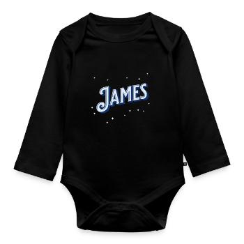 Nom James personnalisé - Body Bébé bio manches longues - noir - Devant