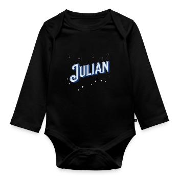 Julian Namen personalisiert - Baby Bio-Langarm-Body - Schwarz - Vorne