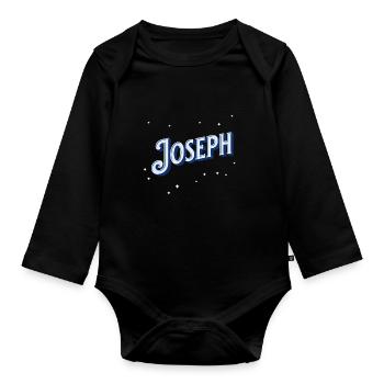 Joseph Namen personalisiert - Baby Bio-Langarm-Body - Schwarz - Vorne