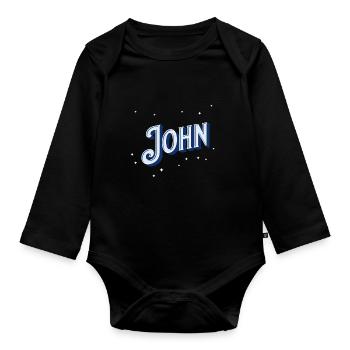 John name personalized - Organic Longsleeve Baby Bodysuit - black - Front