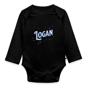 Noms Logan personnalisés - Body Bébé bio manches longues - noir - Devant