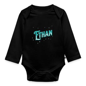 Ethan Namen personalisiert - Baby Bio-Langarm-Body - Schwarz - Vorne