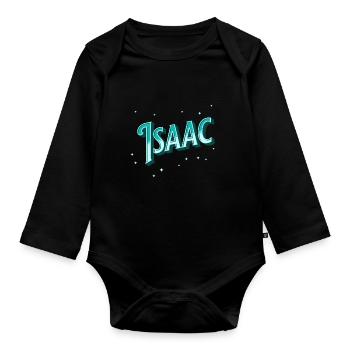 Isaac Namen personalisiert - Baby Bio-Langarm-Body - Schwarz - Vorne