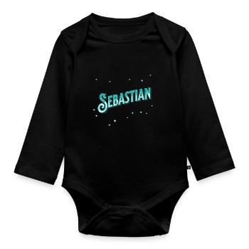 Sebastian Namen personalisiert - Baby Bio-Langarm-Body - Schwarz - Vorne