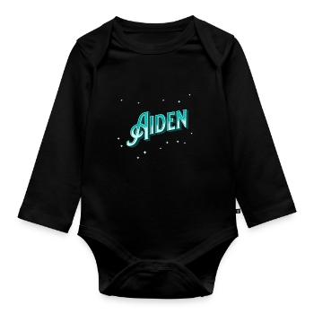 Aiden Namen personalisiert - Baby Bio-Langarm-Body - Schwarz - Vorne