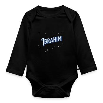 Ibrahim Namen personalisiert - Baby Bio-Langarm-Body - Schwarz - Vorne
