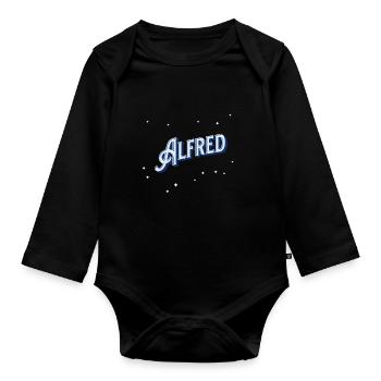 Noms Alfred personnalisés - Body Bébé bio manches longues - noir - Devant