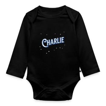 Nom Charlie personnalisé - Body Bébé bio manches longues - noir - Devant