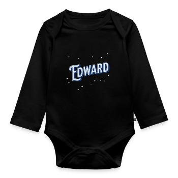 Edward names personalized - Organic Longsleeve Baby Bodysuit - black - Front
