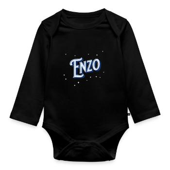 Enzo Namen personalisiert - Baby Bio-Langarm-Body - Schwarz - Vorne