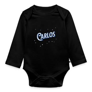 Nom Carlos personnalisé - Body Bébé bio manches longues - noir - Devant