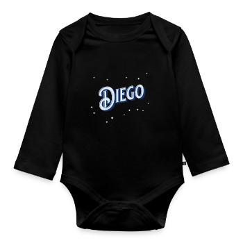 Diego Namen personalisiert - Baby Bio-Langarm-Body - Schwarz - Vorne