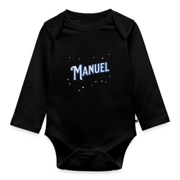 Manuel Namen personalisiert - Baby Bio-Langarm-Body - Schwarz - Vorne