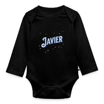 Javier nomme des noms personnalisés - Body Bébé bio manches longues - noir - Devant