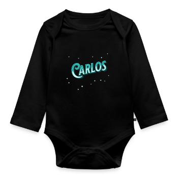 Nom Carlos personnalisé - Body Bébé bio manches longues - noir - Devant