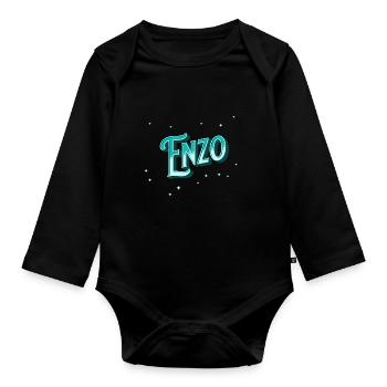 Enzo Namen personalisiert - Baby Bio-Langarm-Body - Schwarz - Vorne