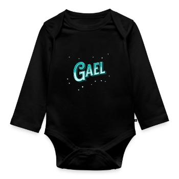 Nom Gael personnalisé - Body Bébé bio manches longues - noir - Devant