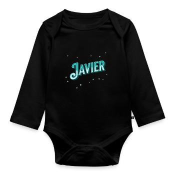 Javier nomme des noms personnalisés - Body Bébé bio manches longues - noir - Devant