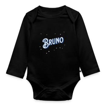 Bruno Namen personalisiert - Baby Bio-Langarm-Body - Schwarz - Vorne