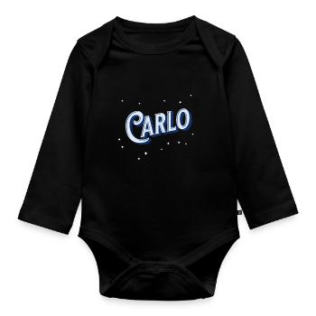 Noms Carlo personnalisés - Body Bébé bio manches longues - noir - Devant