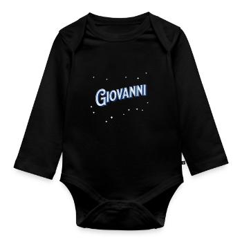 Nom Giovanni personnalisé - Body Bébé bio manches longues - noir - Devant