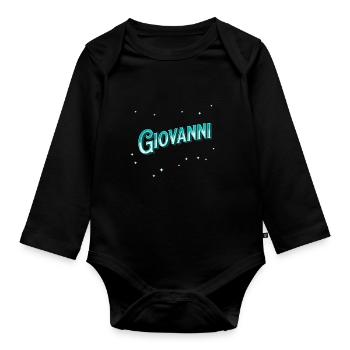 Nom Giovanni personnalisé - Body Bébé bio manches longues - noir - Devant