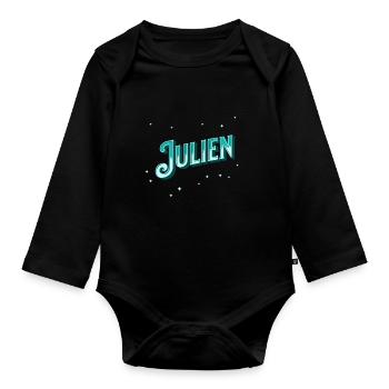 Nom Julien personnalisé - Body Bébé bio manches longues - noir - Devant