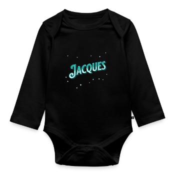 Nom Jacques personnalisé - Body Bébé bio manches longues - noir - Devant