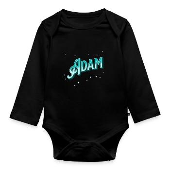Nom Adam personnalisé - Body Bébé bio manches longues - noir - Devant
