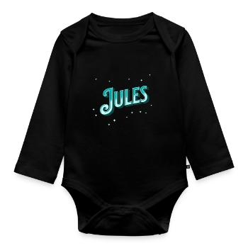 Jules name personalized - Organic Longsleeve Baby Bodysuit - black - Front