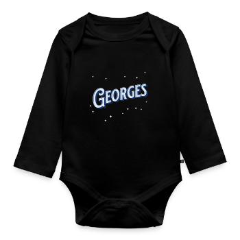 Le nom de George personnalisé - Body Bébé bio manches longues - noir - Devant