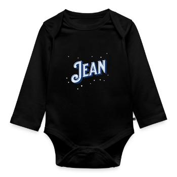 Jean Namen personalisiert - Baby Bio-Langarm-Body - Schwarz - Vorne
