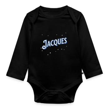 Nom Jacques personnalisé - Body Bébé bio manches longues - noir - Devant