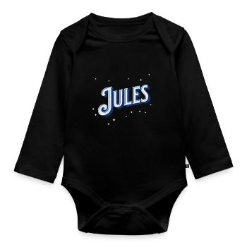 Jules name personalized - Organic Longsleeve Baby Bodysuit - black - Front