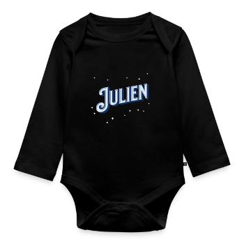 Nom Julien personnalisé - Body Bébé bio manches longues - noir - Devant