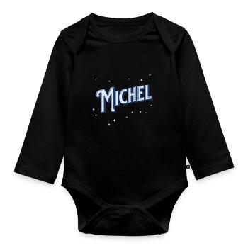 Michel Namen personalisiert - Baby Bio-Langarm-Body - Schwarz - Vorne