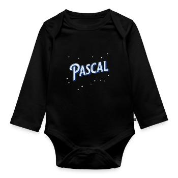 Nom Pascal personnalisé - Body Bébé bio manches longues - noir - Devant