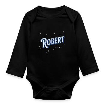 Robert Namen personalisiert - Baby Bio-Langarm-Body - Schwarz - Vorne