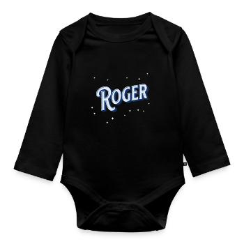 Le prénom de Roger personnalisé - Body Bébé bio manches longues - noir - Devant