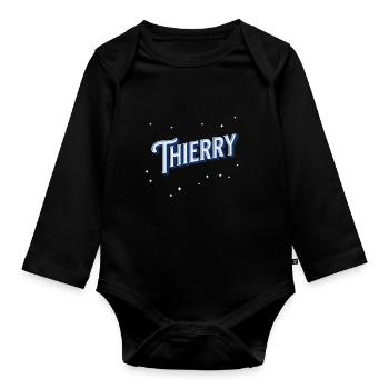 Thierry nom personnalisé - Body Bébé bio manches longues - noir - Devant