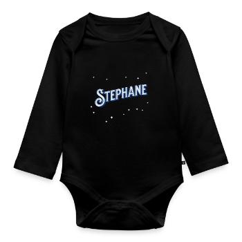 Le nom de Stéphane personnalisé - Body Bébé bio manches longues - noir - Devant