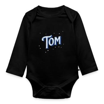 Tom's name personalized - Organic Longsleeve Baby Bodysuit - black - Front